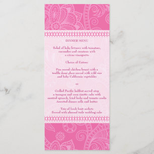 Paisley Impression in Pink Menu Rack Card
