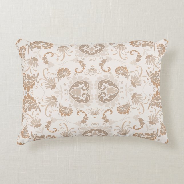 Paisley in Beige Aesthetic Modern Tan Brown Accent Pillow (Front)