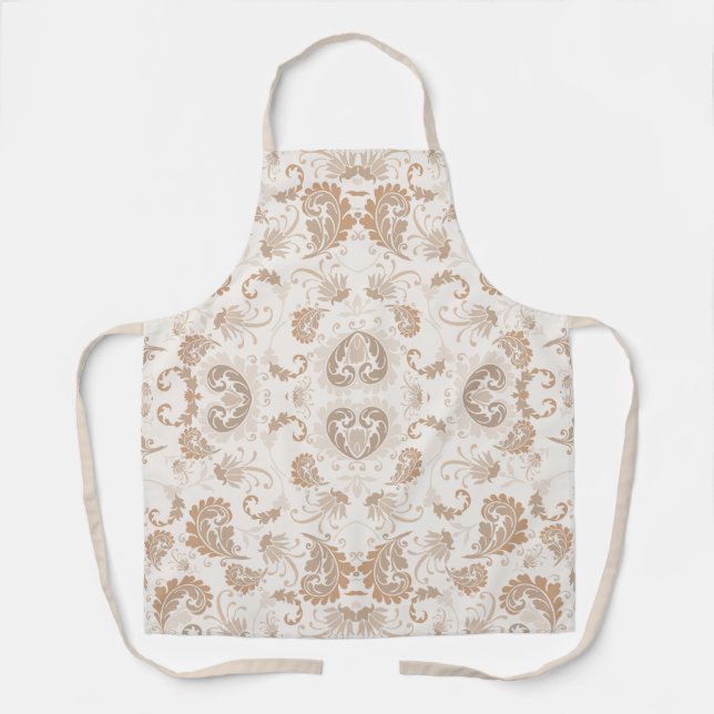 Paisley in Beige Aesthetic Modern Tan Brown Apron (Front)