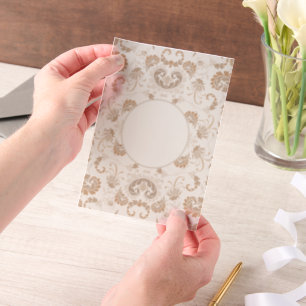Paisley in Beige Aesthetic Modern Tan Brown Circle Vellum Invitations