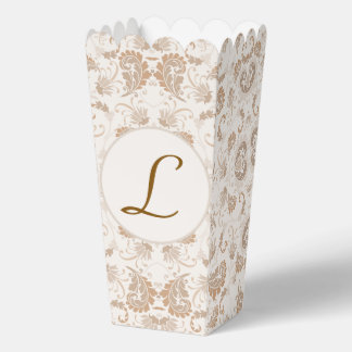 Paisley in Beige Aesthetic Modern Tan Brown Init. Favor Box