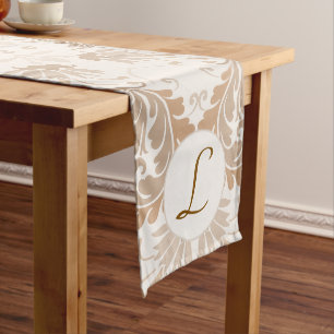 Paisley in Beige Aesthetic Modern Tan Brown Init. Medium Table Runner