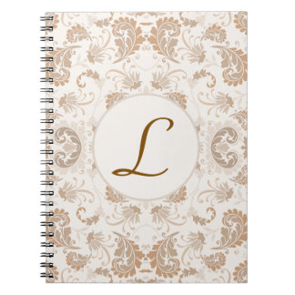 Paisley in Beige Aesthetic Modern Tan Brown Init. Notebook