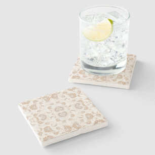 Paisley in Beige Aesthetic Modern Tan Brown Stone Coaster