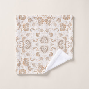 Paisley in Beige Aesthetic Modern Tan Brown Wash Cloth