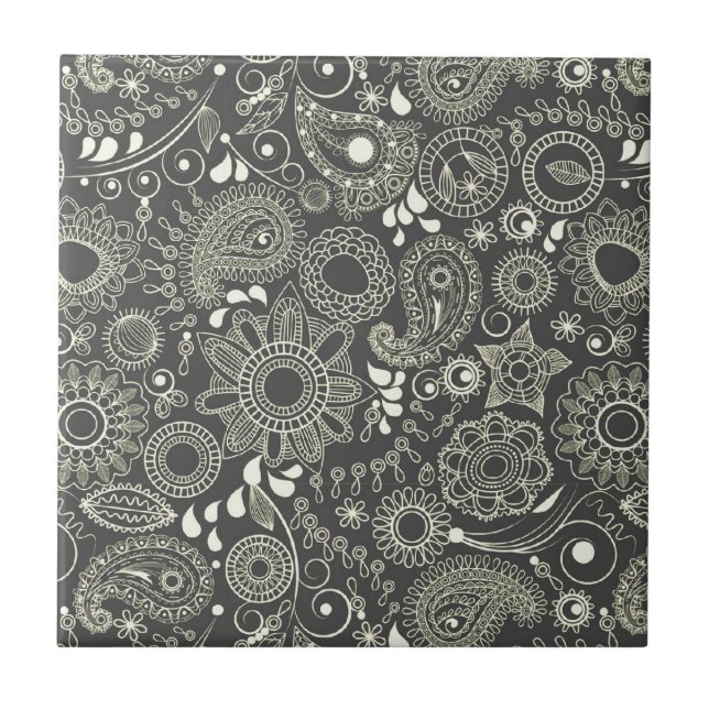 Paisley in Black & Yellow Tile (Front)