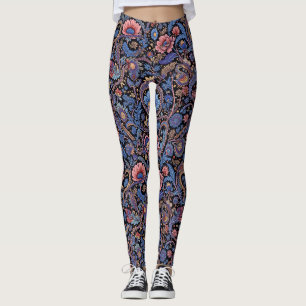 Paisley in Blue and Coral Leggings