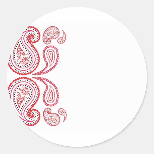 Paisley in orange and pink - middle eastern design classic round sticker (Front)