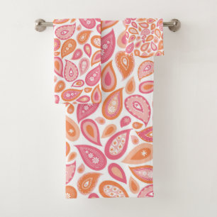 Paisley Jane Pink Orange girly Bath Towel Set