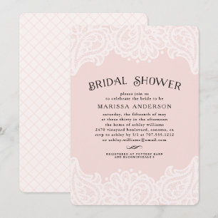 Paisley Lace Bridal Shower Invitation   Blush