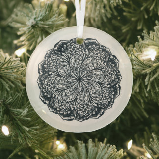 Paisley Lace Mandala Glass Ornament