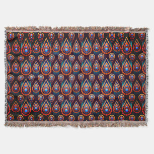 Paisley Like Colourful Jewel Pattern Throw Blanket