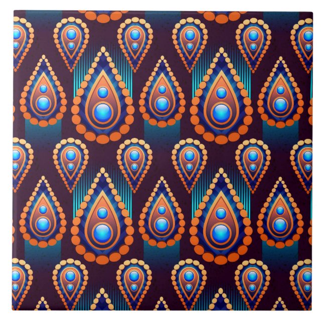 Paisley Like Colourful Jewel Pattern Tile (Front)