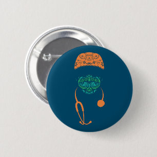 paisley med mask 2 inch round button