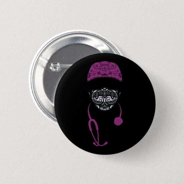 paisley med mask button (Front & Back)