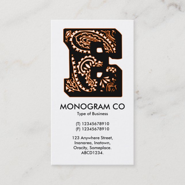 Paisley Monogram - E Business Card (Front)