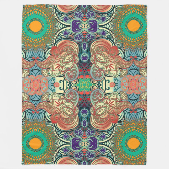 Paisley Mosaic Pattern I + your ideas Fleece Blanket (Front)