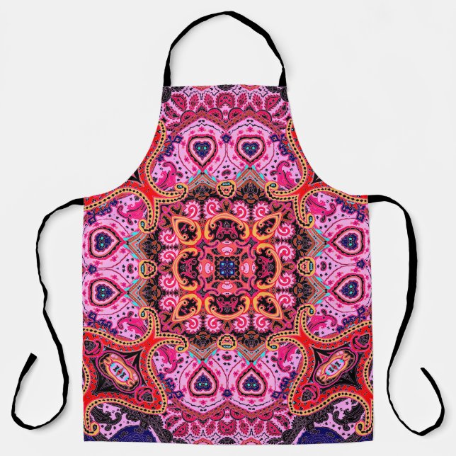 Paisley multicolor seamless scarf design pattern  apron (Front)