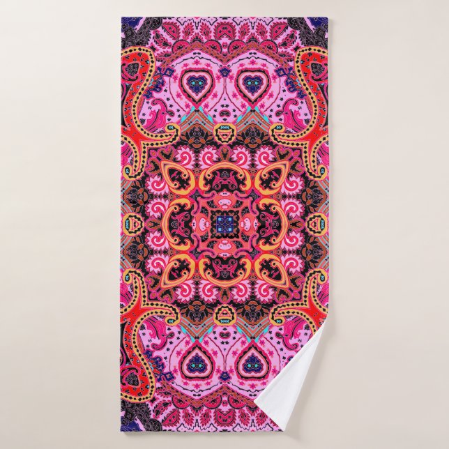 Paisley multicolor seamless scarf design pattern  bath towel (Bath Towel)