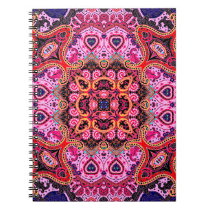 Paisley multicolor seamless scarf design pattern  notebook