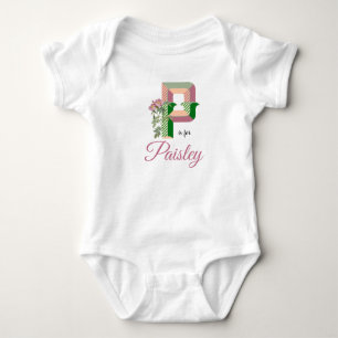 Paisley Name Reveal Floral Letter Girl Rose Flower Baby Bodysuit