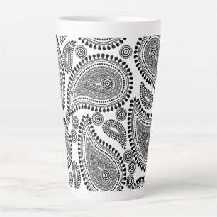 Paisley noir et blanc Grosse Mug latte