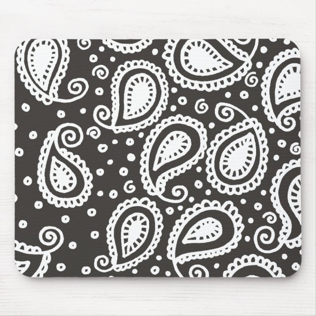 Paisley on Black Mousepad (Front)