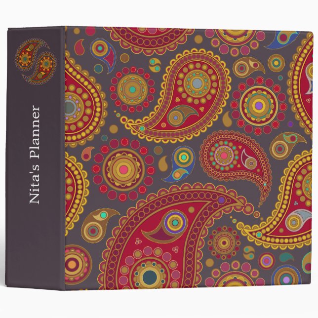 Paisley on Smoke Indian Pattern Binder (Front/Spine)