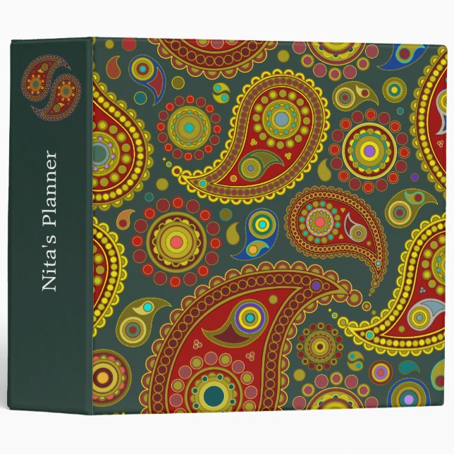 Paisley on Teal Indian Pattern Binder (Front/Spine)