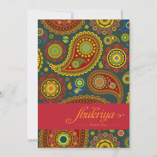 Paisley on Teal Indian Pattern Thank You Card (Front)