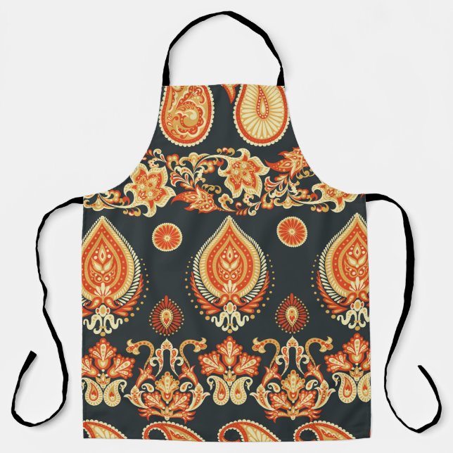 Paisley Oriental Ethnic Fabric Apron (Front)