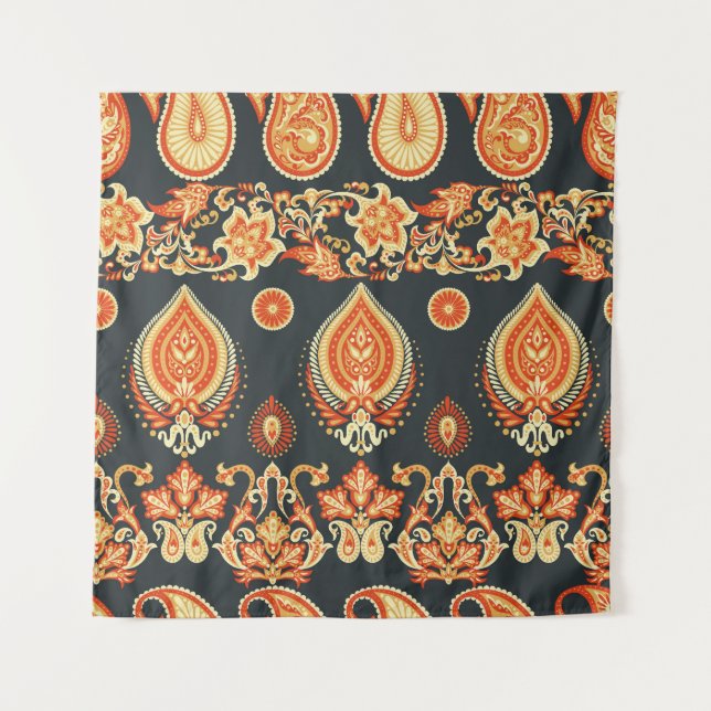 Paisley Oriental Ethnic Fabric Tapestry (Front)