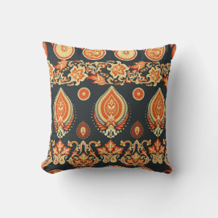 Paisley Oriental Ethnic Fabric Throw Pillow
