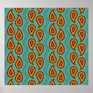 Paisley Ornamental Texture: Indian Elegance. Poster