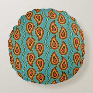 Paisley Ornamental Texture: Indian Elegance. Round Pillow