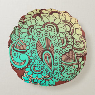 Paisley Ornaments I + your backgr. & ideas Round Pillow