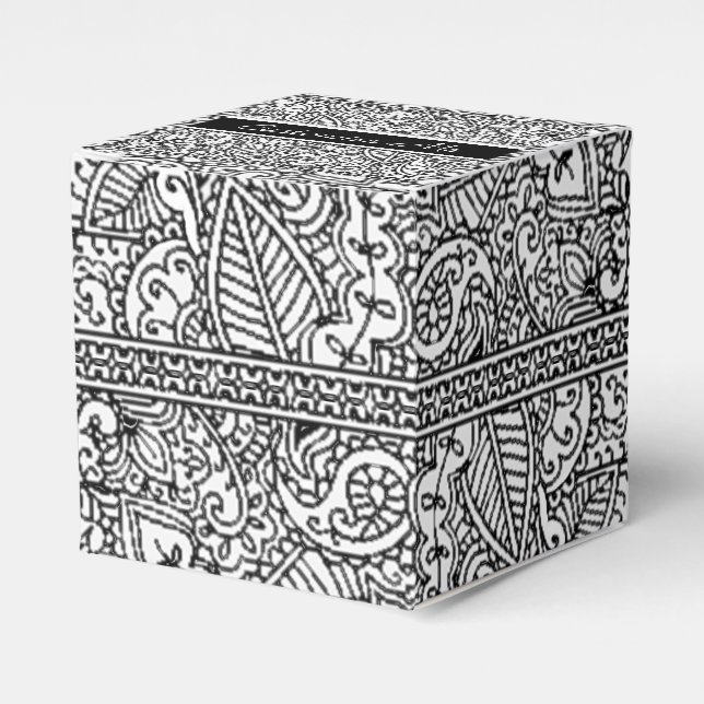 Paisley Passion - Black (Henna) Favor Box (Front Side)