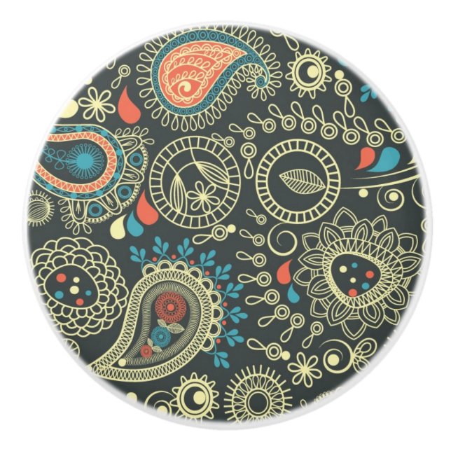 Paisley Pattern 3 Ceramic Knob (Front)