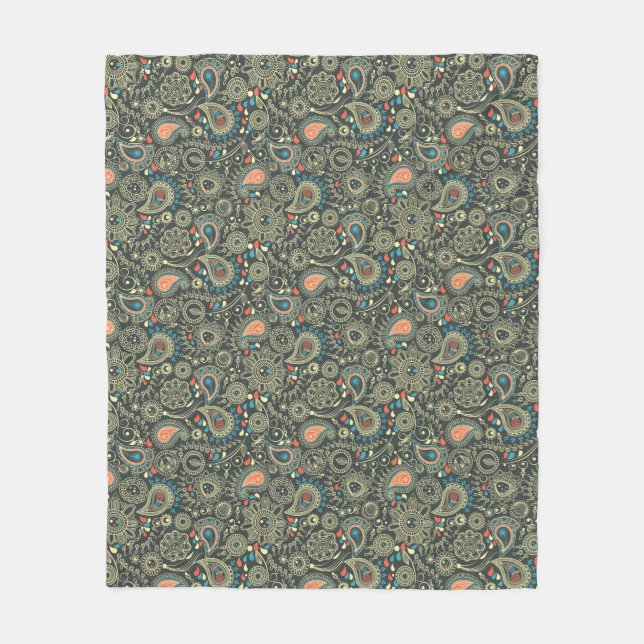 Paisley Pattern 3 Fleece Blanket (Front)