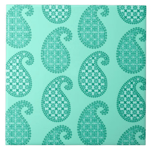 Paisley pattern, aqua and turquoise tile