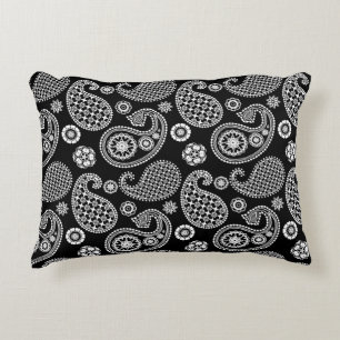 Paisley pattern, Black and White Accent Pillow