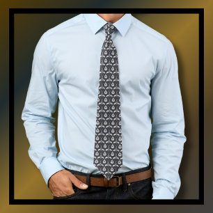 Paisley Pattern Black and White Monochrome Tie