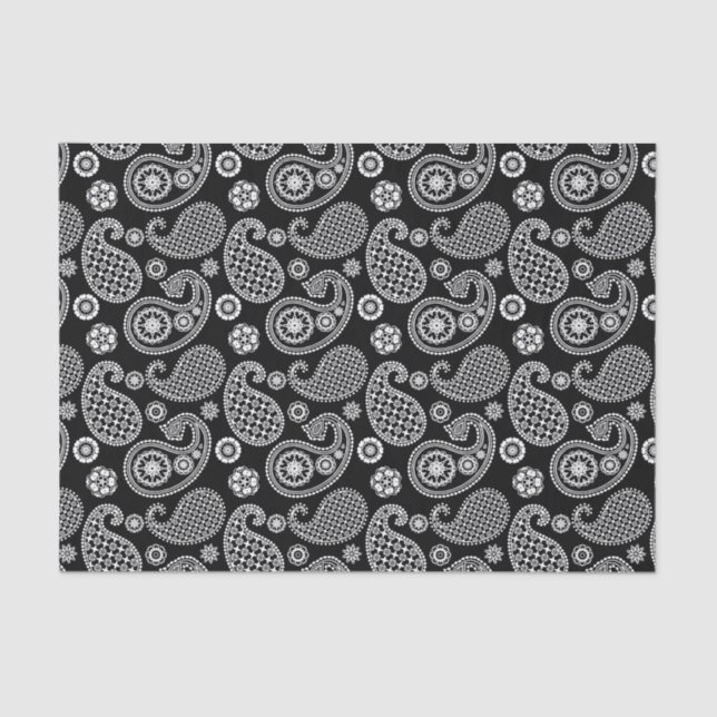 Paisley pattern, Black and White Tissue Paper (Front)