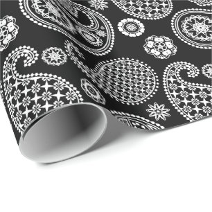 Paisley pattern, Black and White Wrapping Paper