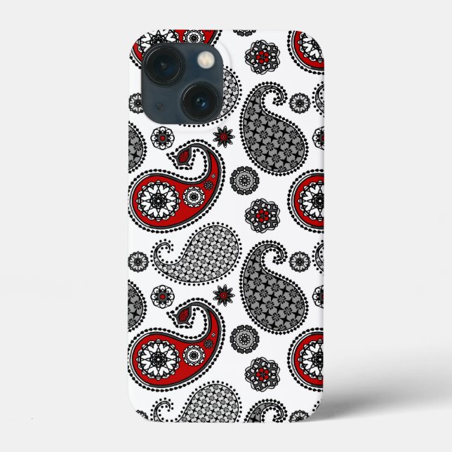 Paisley pattern, Black, White and Red Case-Mate iPhone Case (Back)