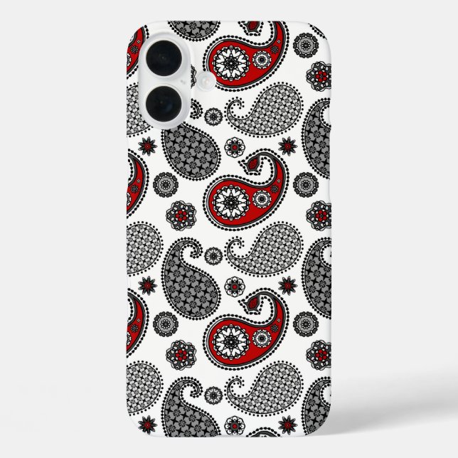Paisley pattern, Black, White and Red Case-Mate iPhone Case (Back)