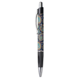 Paisley pattern blue and orange elegant pen