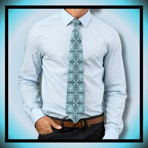 Paisley Pattern Blue Black Tie