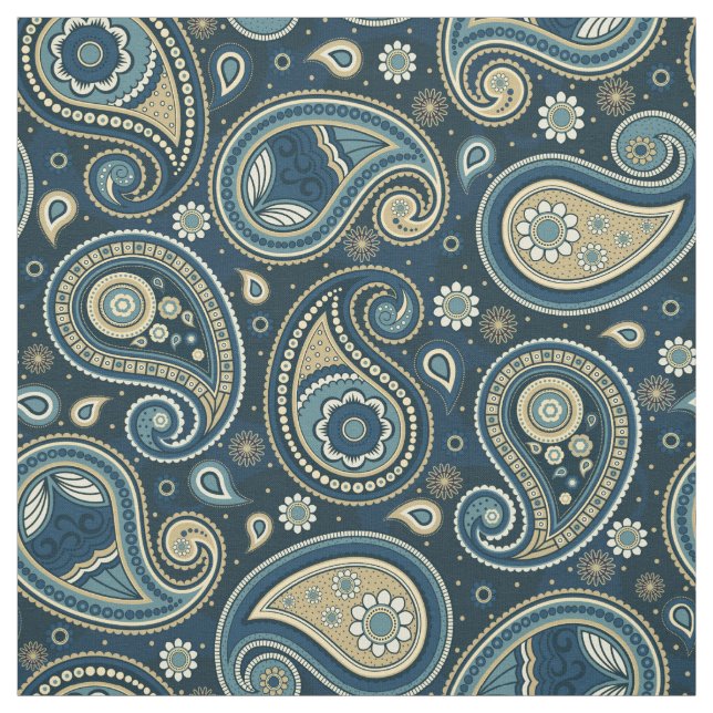 Paisley pattern blue teal colour fabric (Swatch)