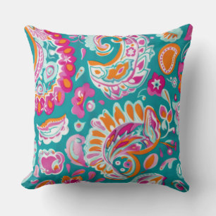Paisley Pattern Boho Floral Decorative Throw Pillow